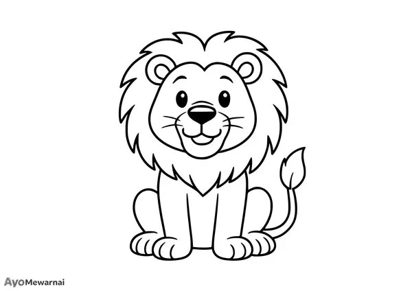 Gambar Mewarnai Raja Hutan yang Ramah