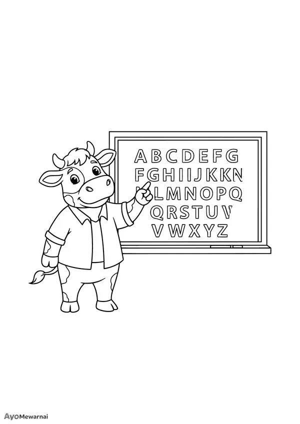 Gambar Mewarnai Sapi Mengajar