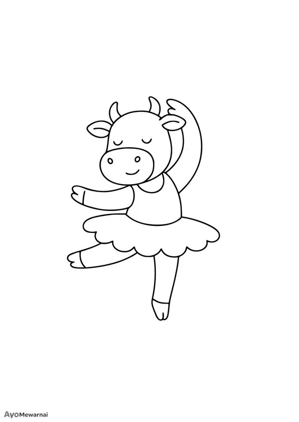 Gambar Mewarnai Sapi Penari Balet