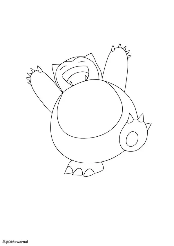 Gambar Mewarnai Snorlax Si Pokemon Yang Suka Tidur