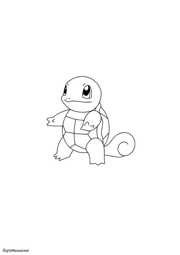Gambar Mewarnai Squirtle Pokémon Bersiap