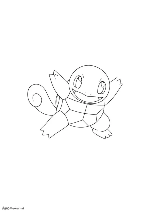Gambar Mewarnai Squirtle Pokémon Kura-kura Air