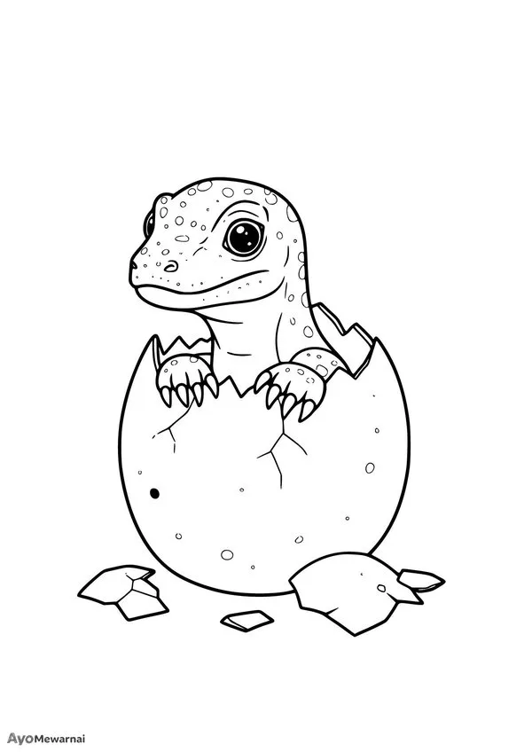 Gambar Mewarnai Telur Komodo Menetas