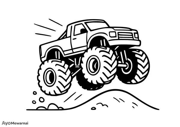 Gambar Mewarnai Truk Monster Melompat