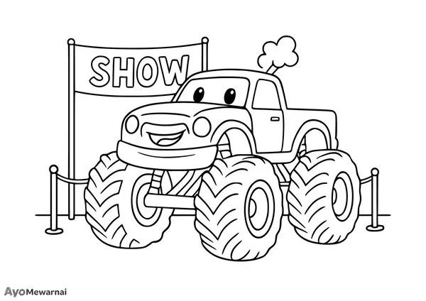 Gambar Mewarnai Truk Monster di Pameran